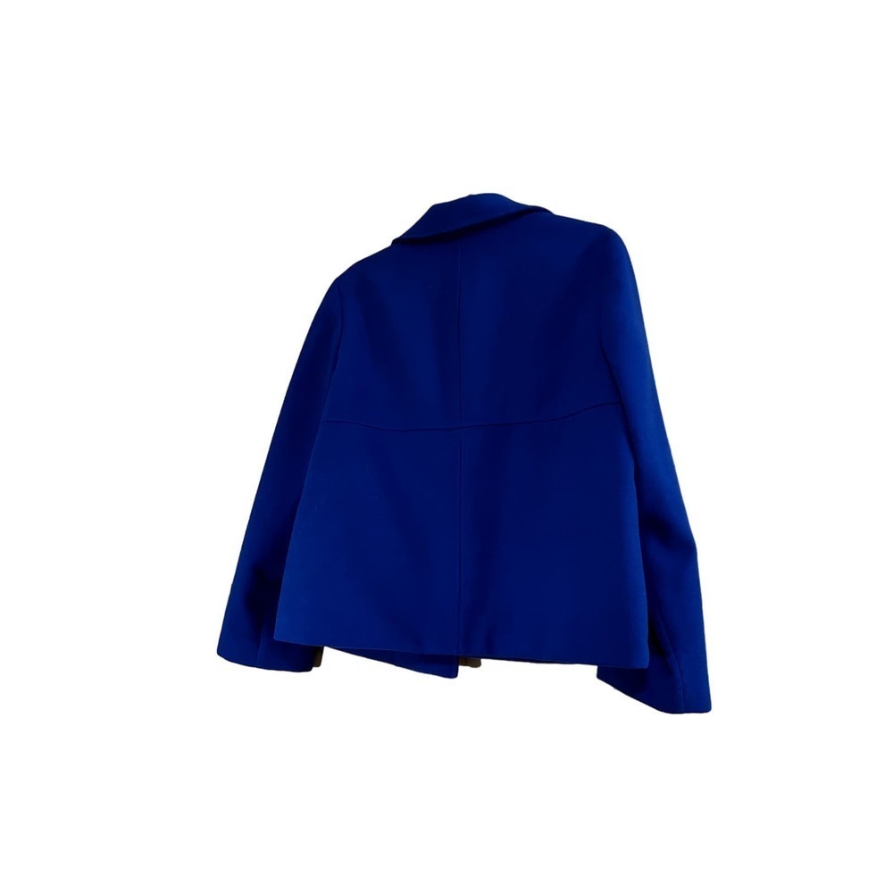 Chico's size 2 royal blue lined boxy cropped jacket with open swing & pockets - Picture 2 of 7